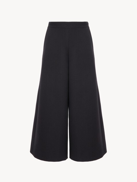 Wide-leg tailored trousers in wool cr&ecirc;pe