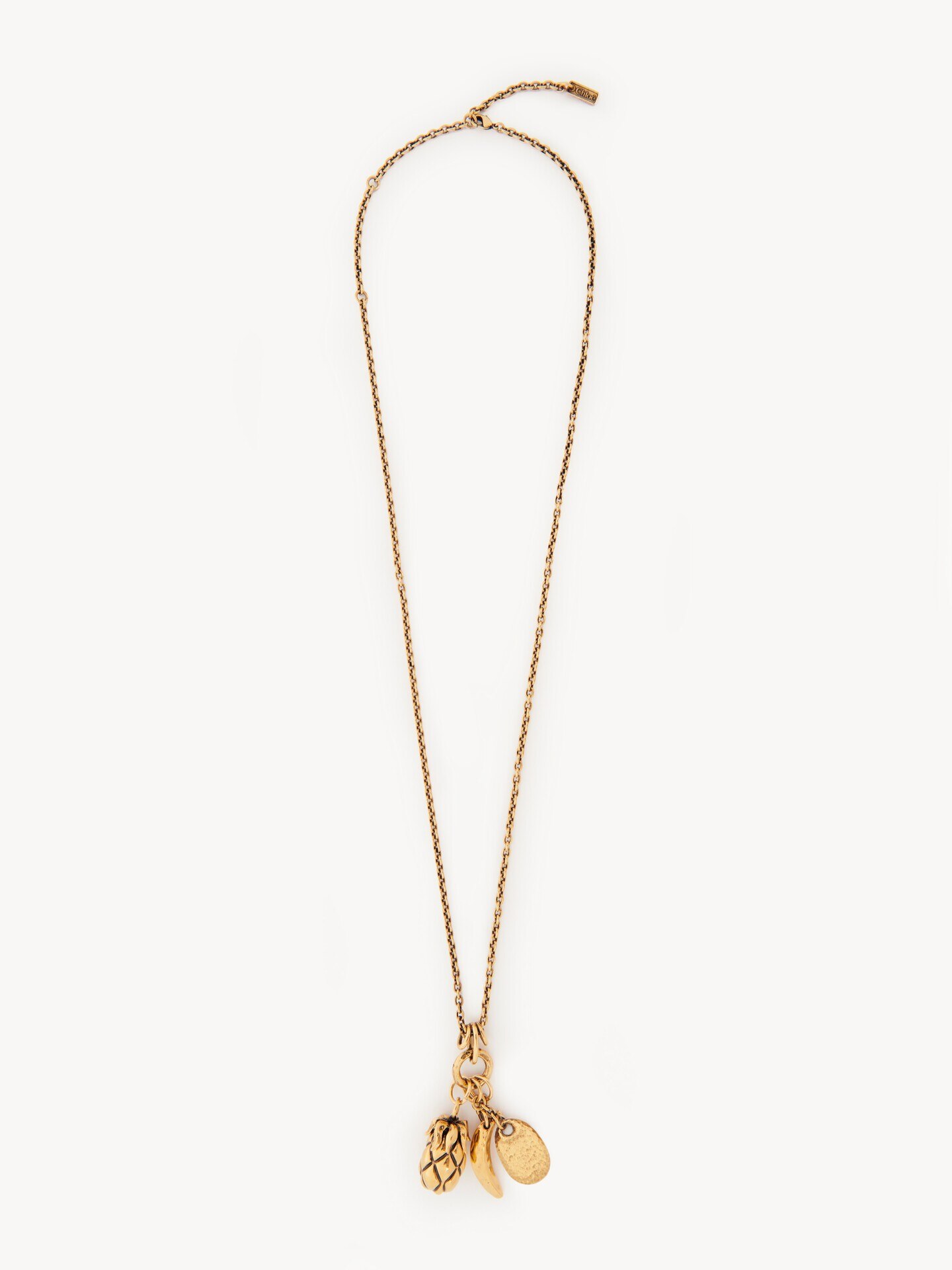 極美品/刻印あり☆Chloé クロエ ロングチェーンネックレス ゴールド 喜平 クロエ フルーツ ロングネックレス 黄色 - Chloé