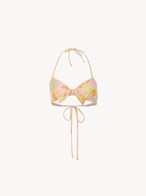 Sun-bleached flower-print bikini top