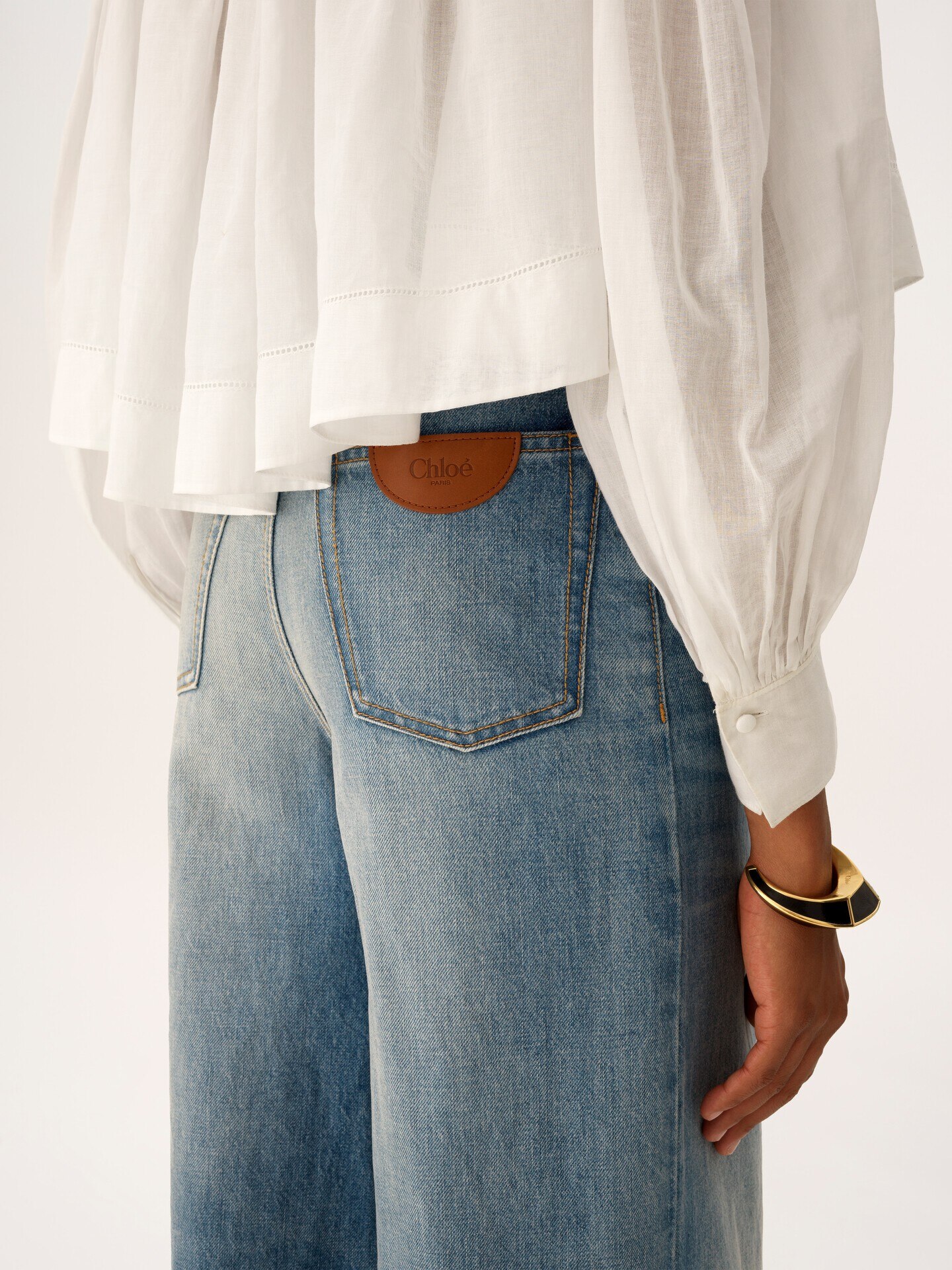 High-rise wide-leg jeans in denim - 5.0