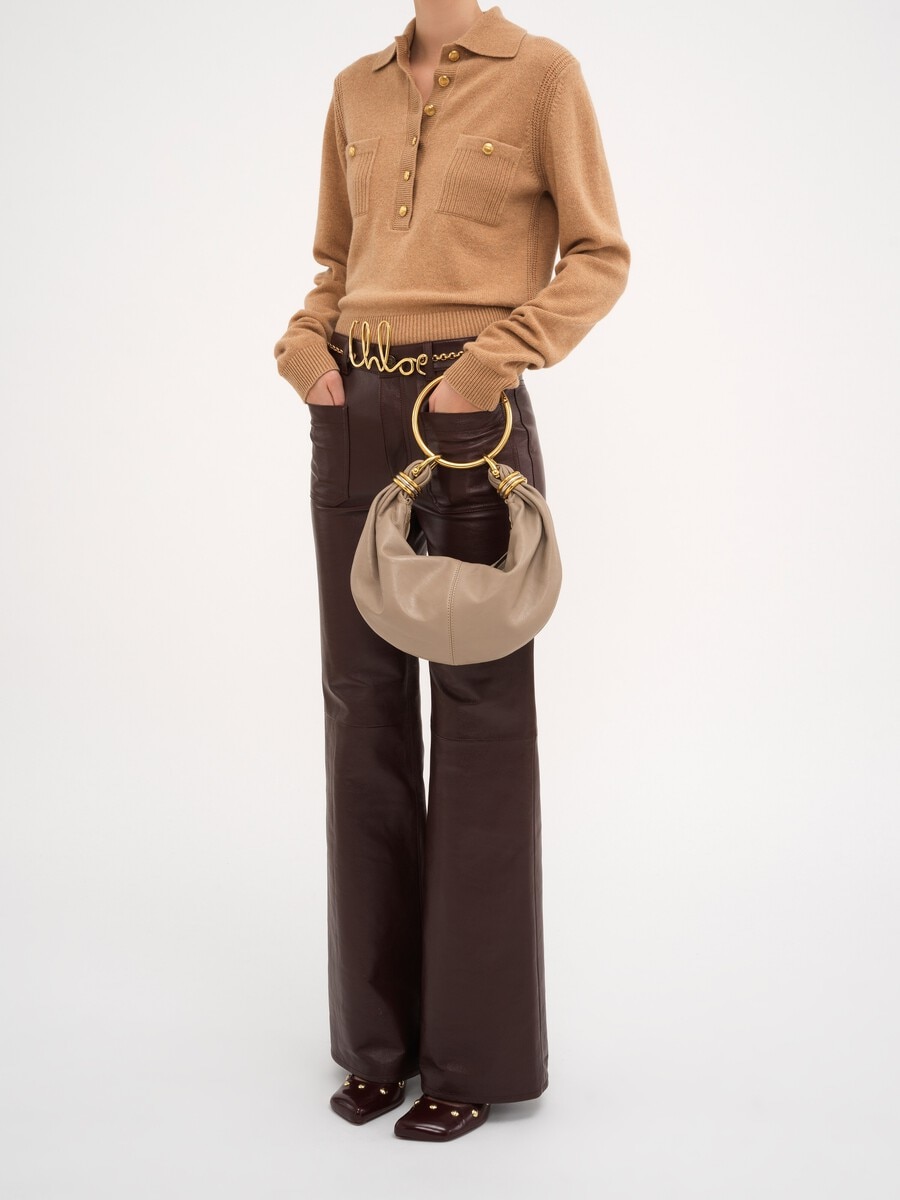 Small Bracelet hobo bag in grained leather - 11