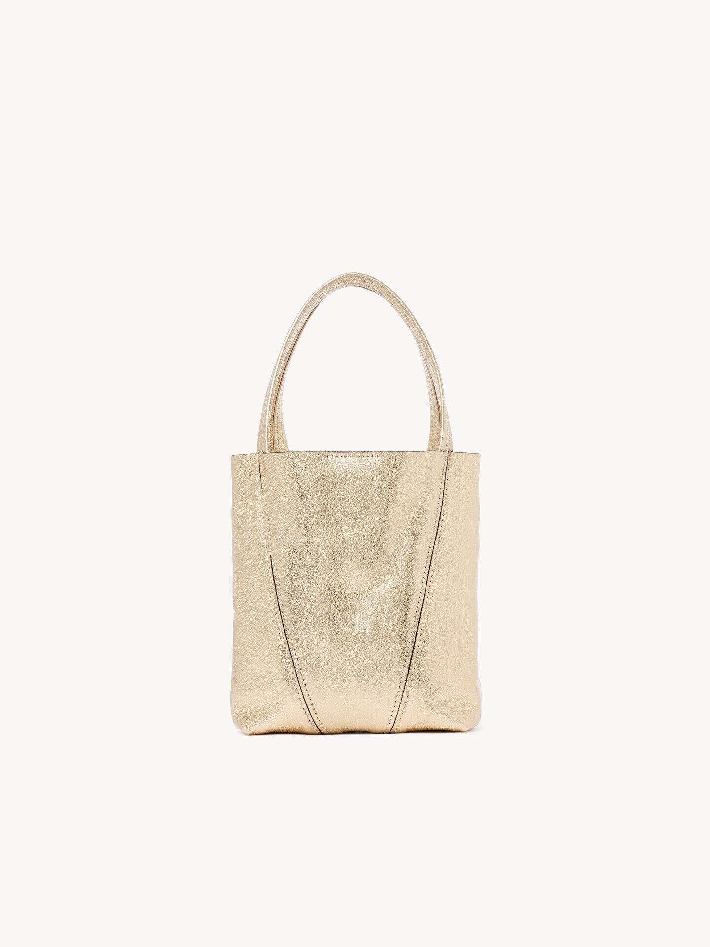 Small Chlo&eacute; Spin tote bag in metallized leather with horse charms - 4.0