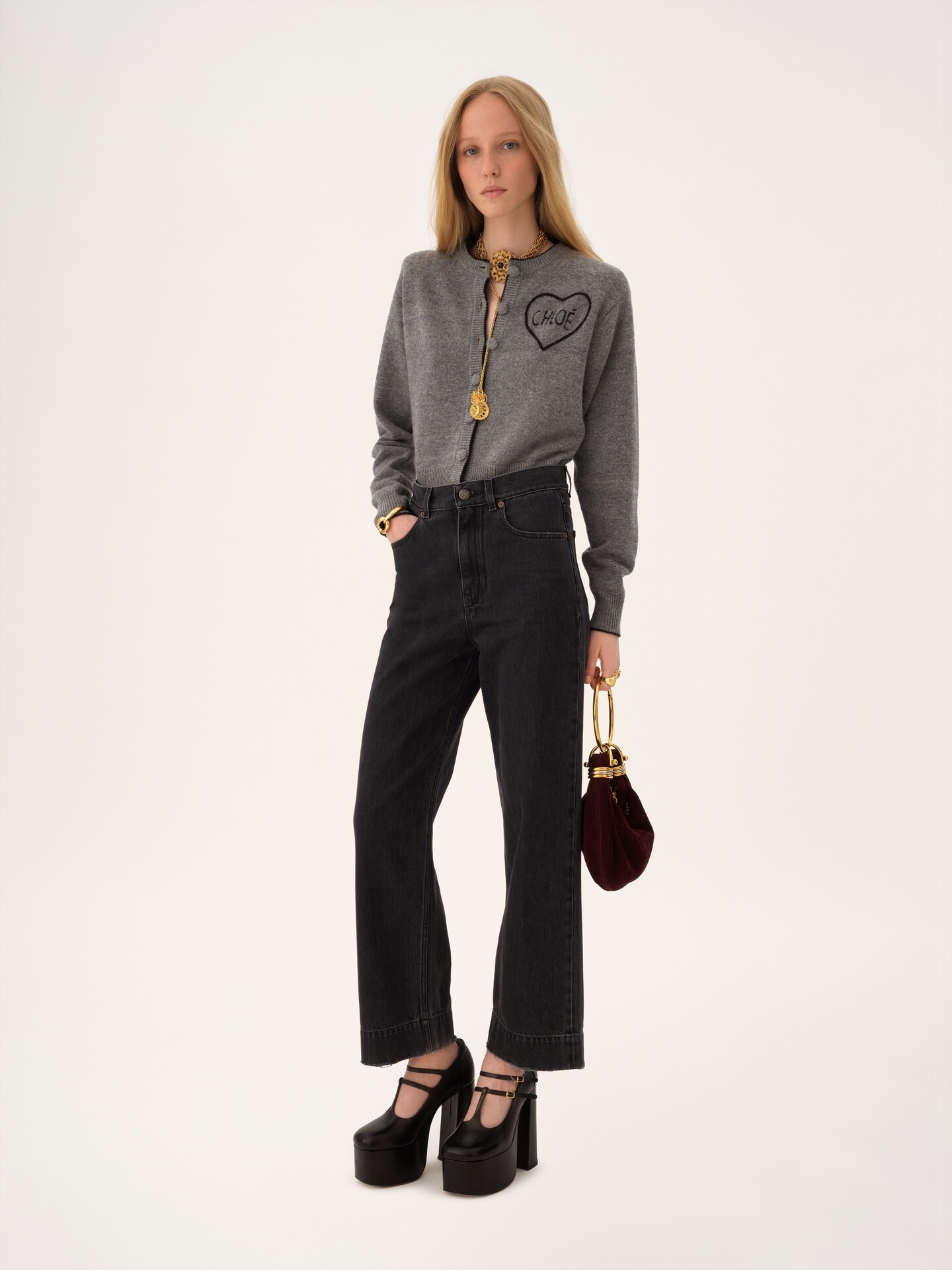 Jean court taille haute en denim - 3