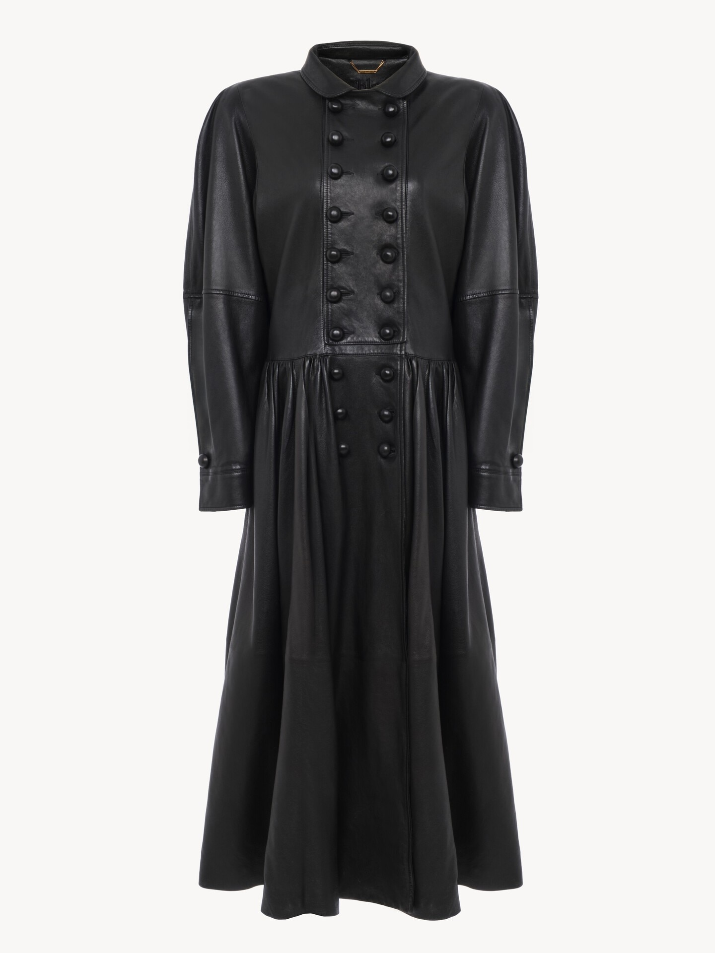 Oversized long riding coat in leather - 2
