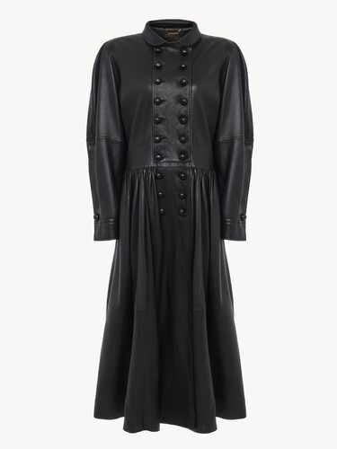 Oversized long riding coat in leather - 2