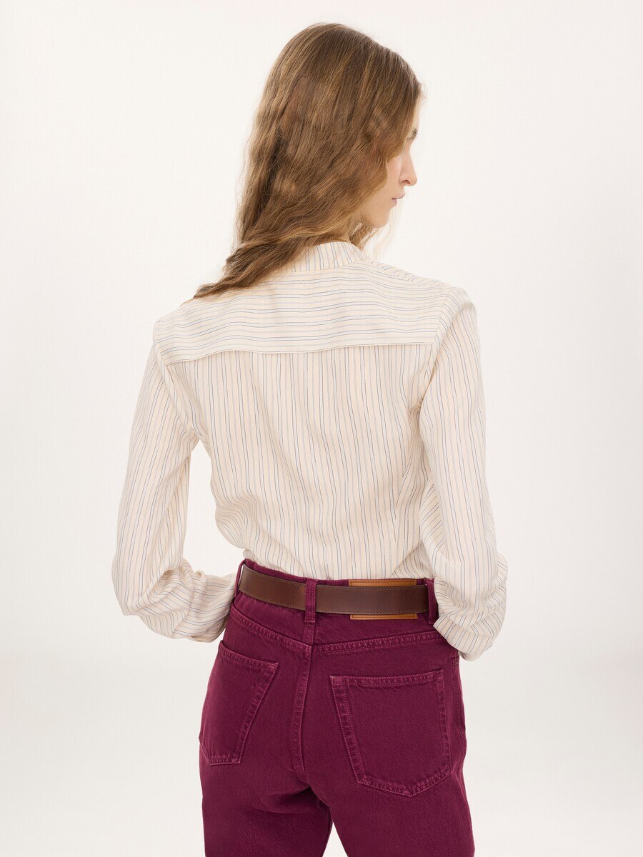 Fitted blouse in silk poplin - 5