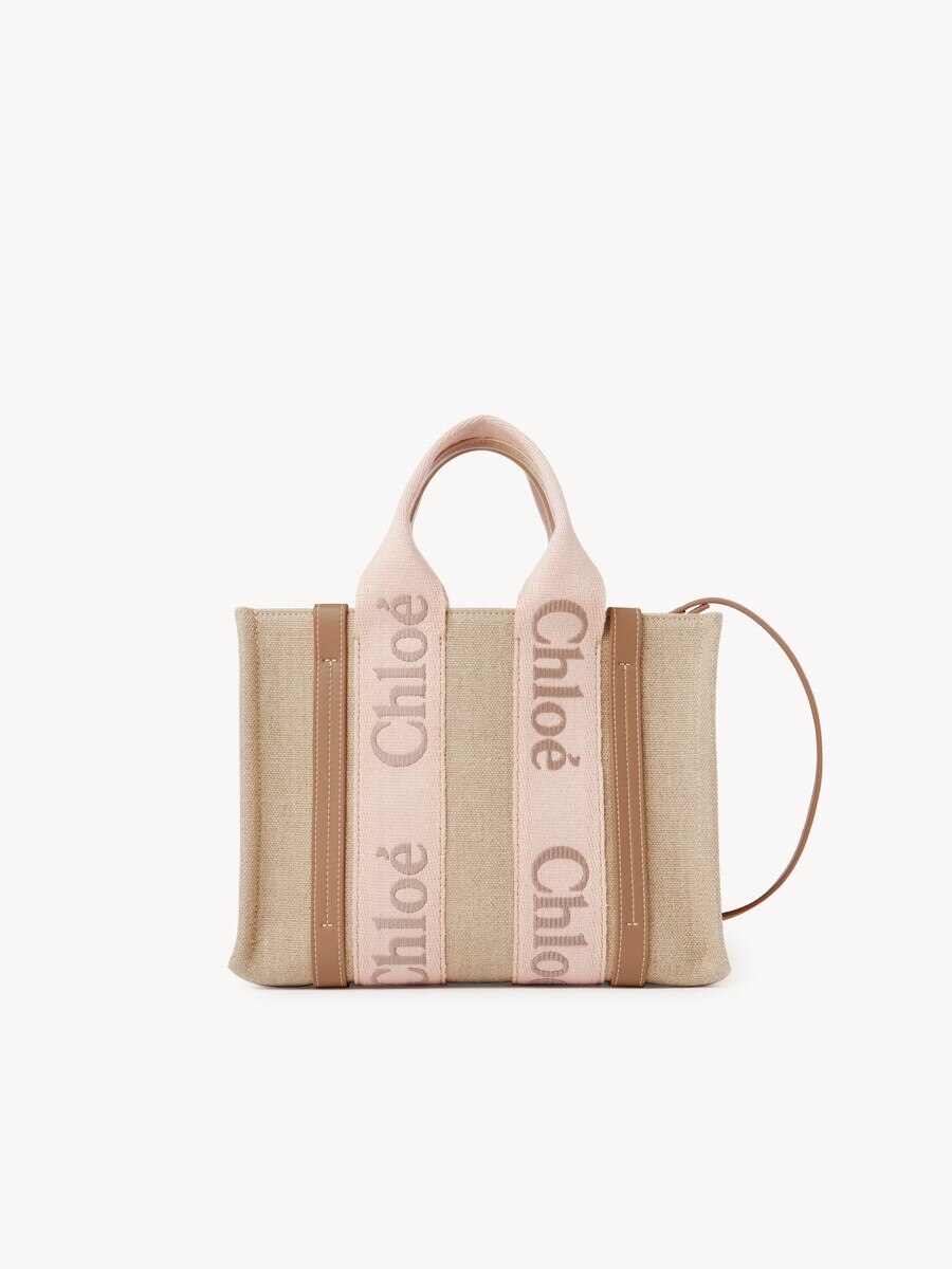 Small Woody tote bag in linen - 3