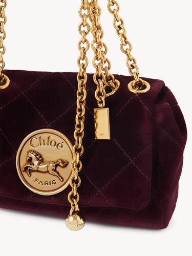 【CHLOE】HERITAGE BAG●CH25AS585P9027M Small Chloé Heritage shoulder bag in velvet Crafty Brown - Chloé