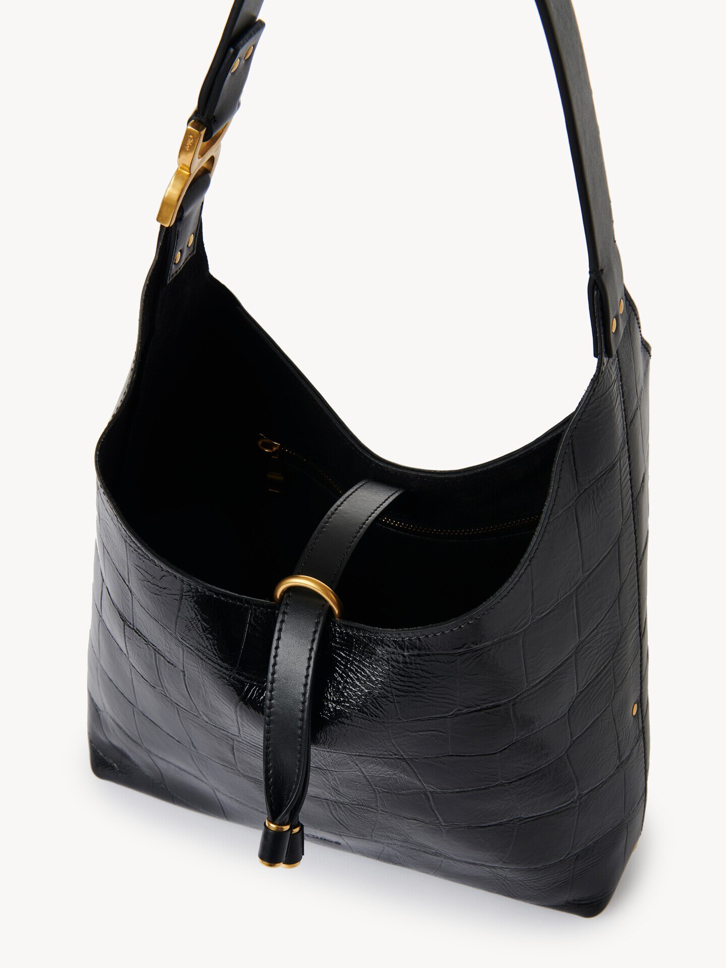 Small Marcie hobo bag in croco-effect leather - 7