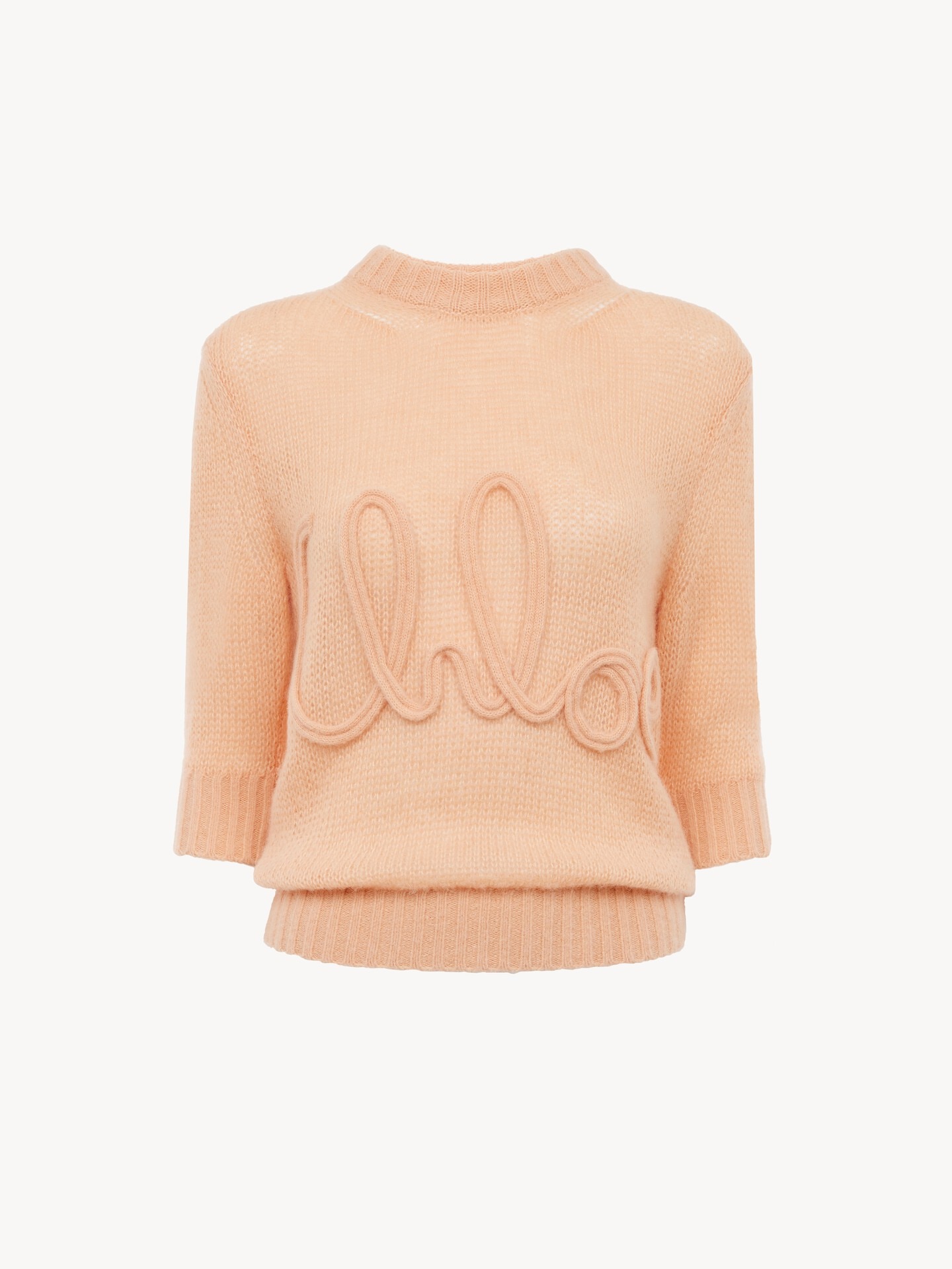 Elbow-sleeve logo sweater in alpaca wool & silk knit - 1