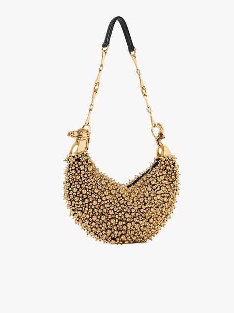 Chain Horse shoulder bag in beaded suede leather