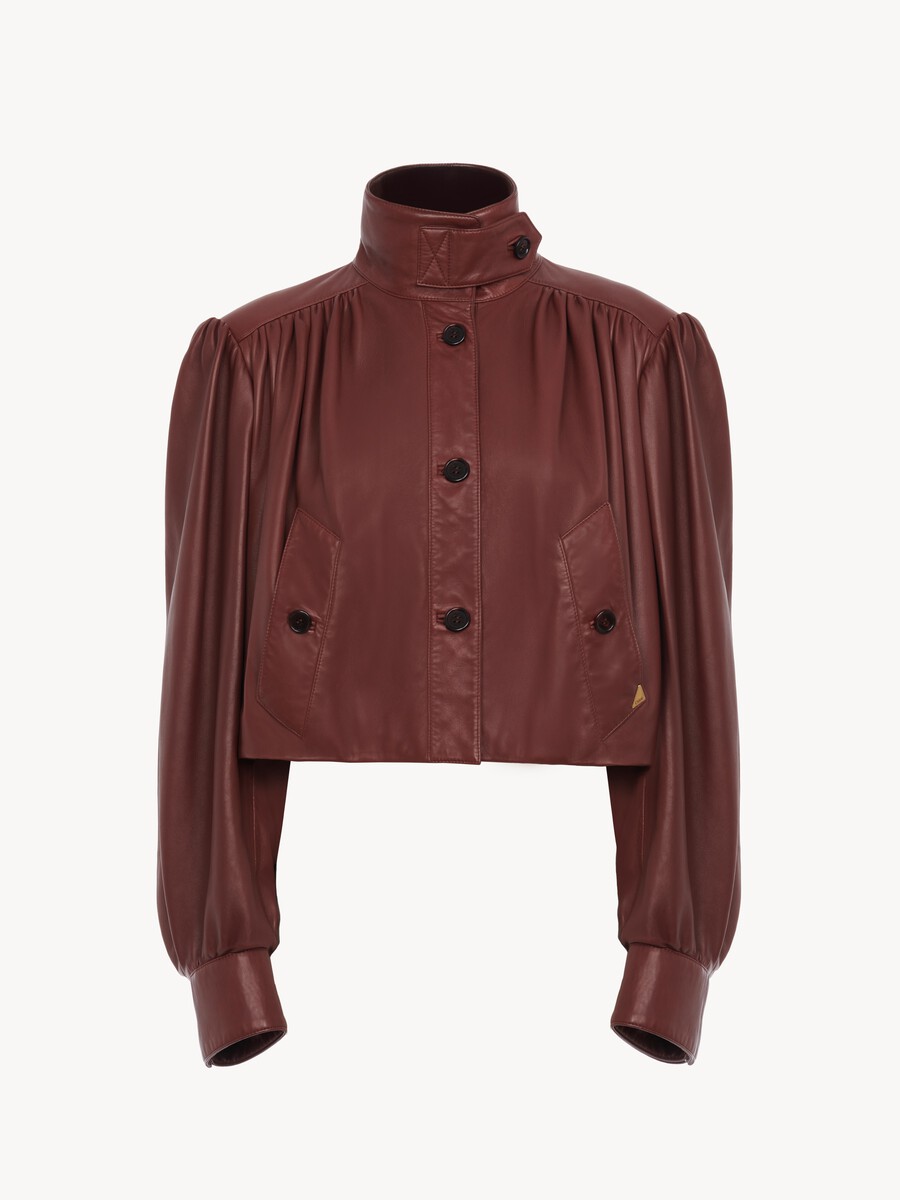 Gathered boule jacket in leather - 2