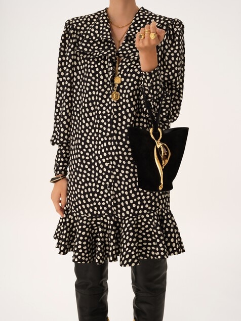 Small Eden Treasures wristlet bucket bag in suede leather