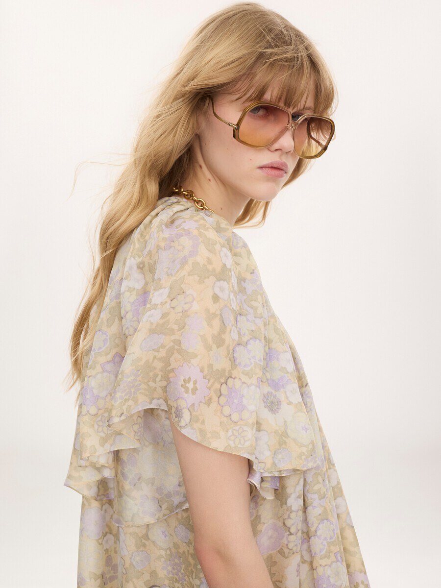 Short pleated dress in silk charmeuse - 7