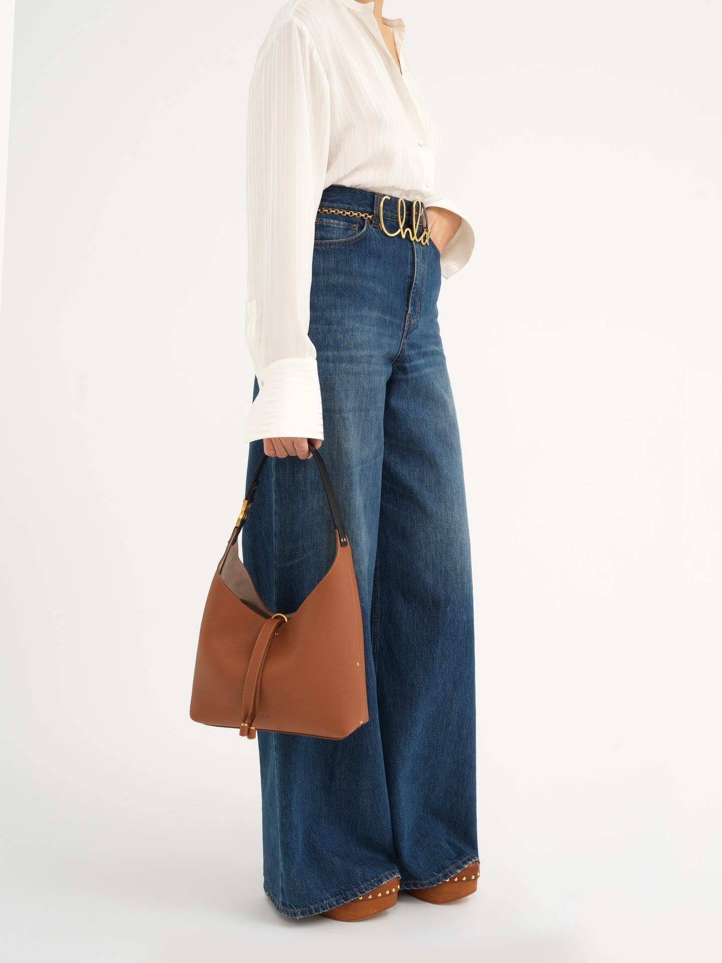 Small Marcie hobo bag in grained leather - 8