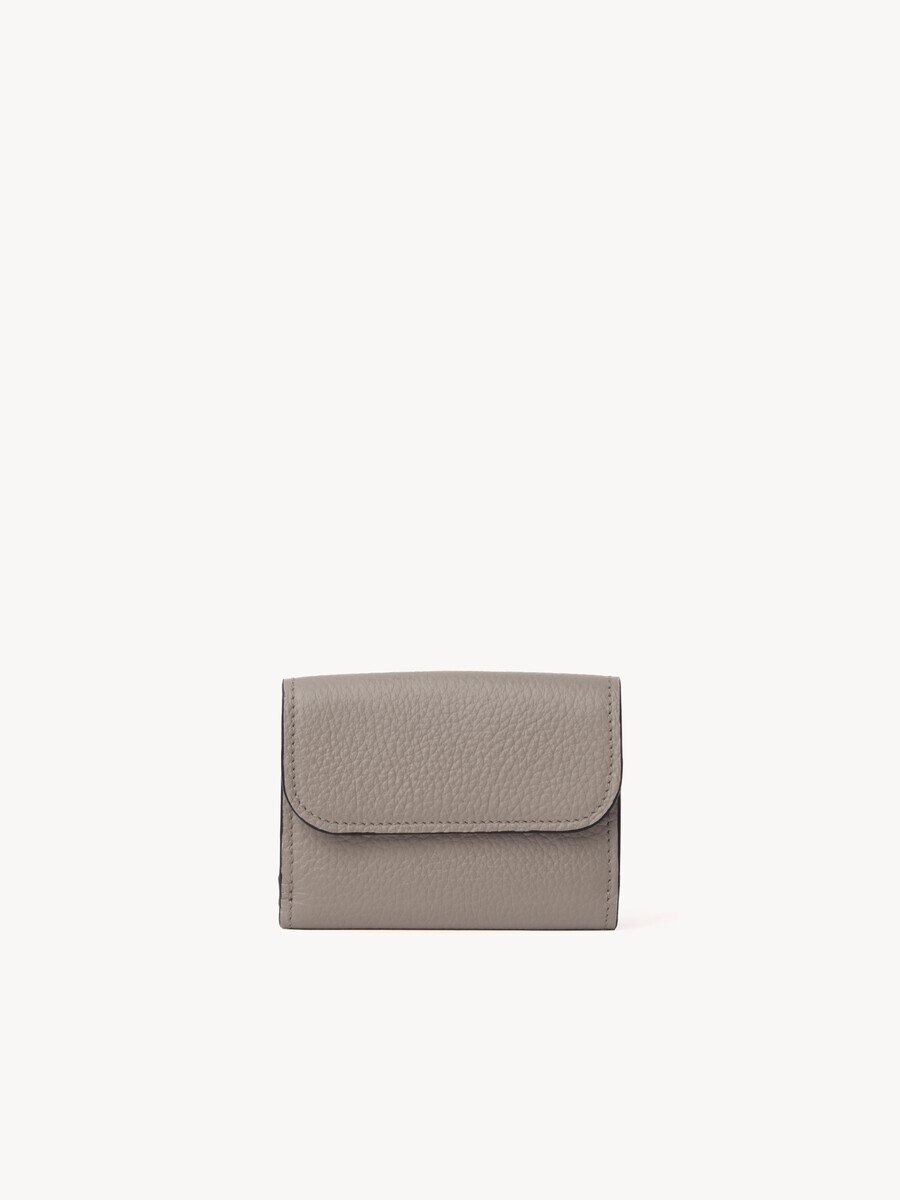Dreifach klappbares Alphabet Mini-Portemonnaie aus genarbtem Leder - 3