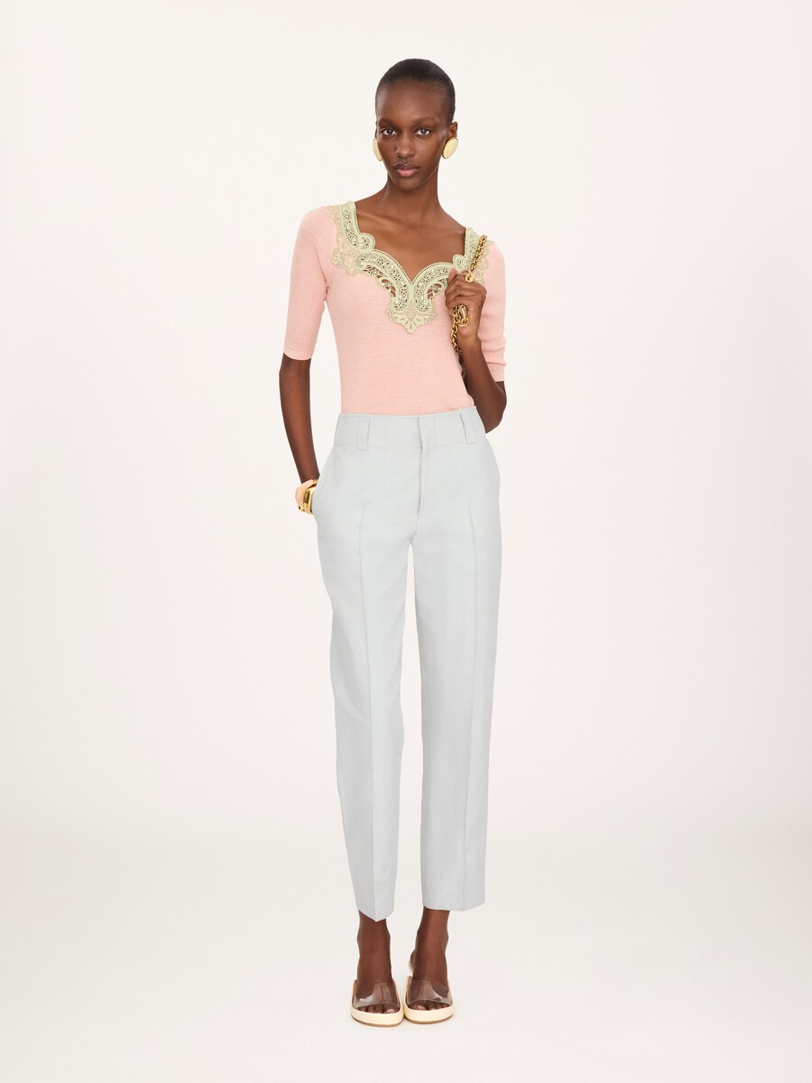 Cigarette pants in a linen-cotton mix - 2