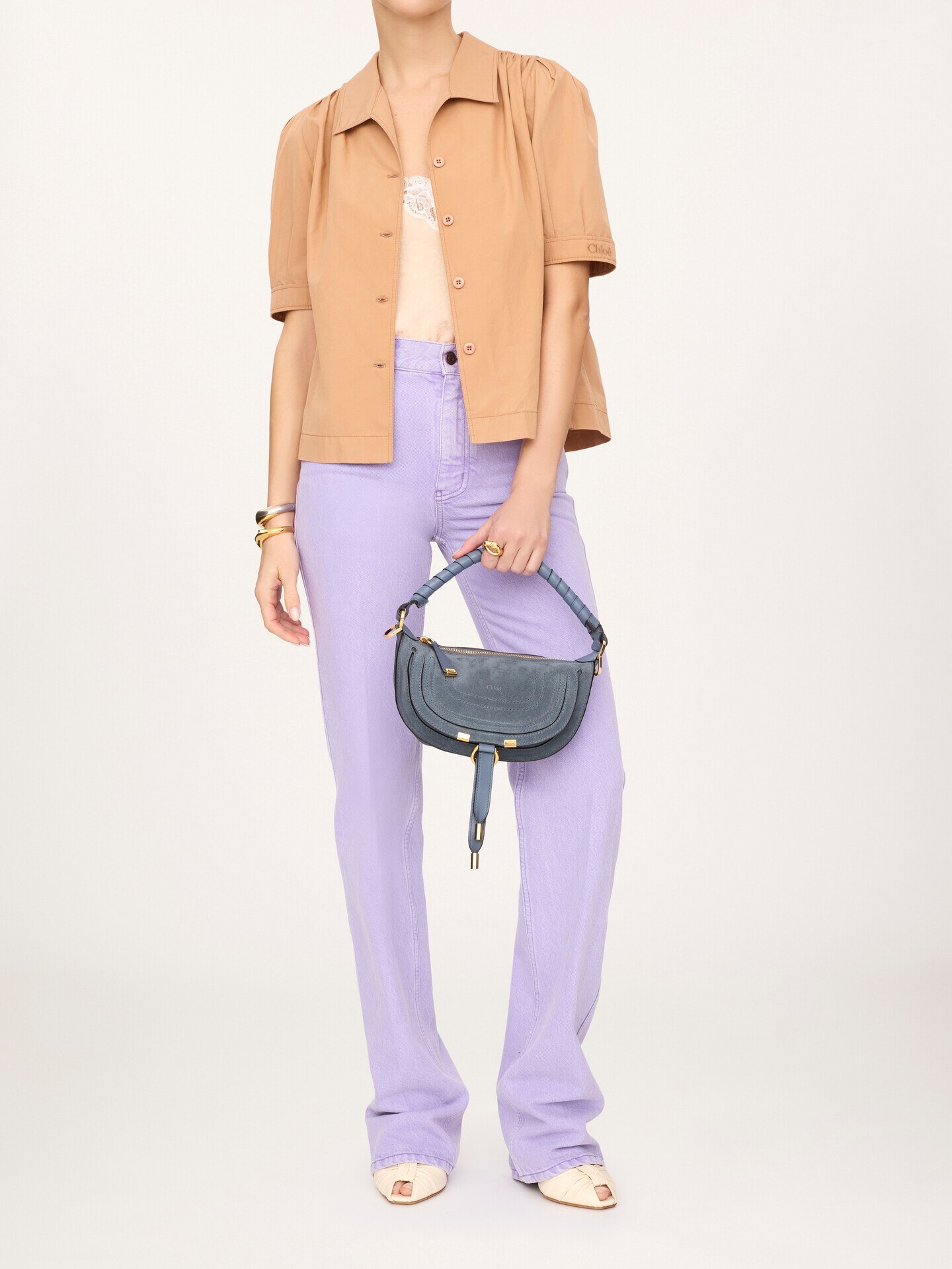 Mini Marcie shoulder bag in suede leather - 8