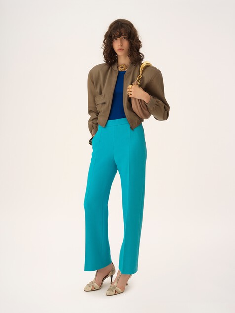 Cropped blouson in leather