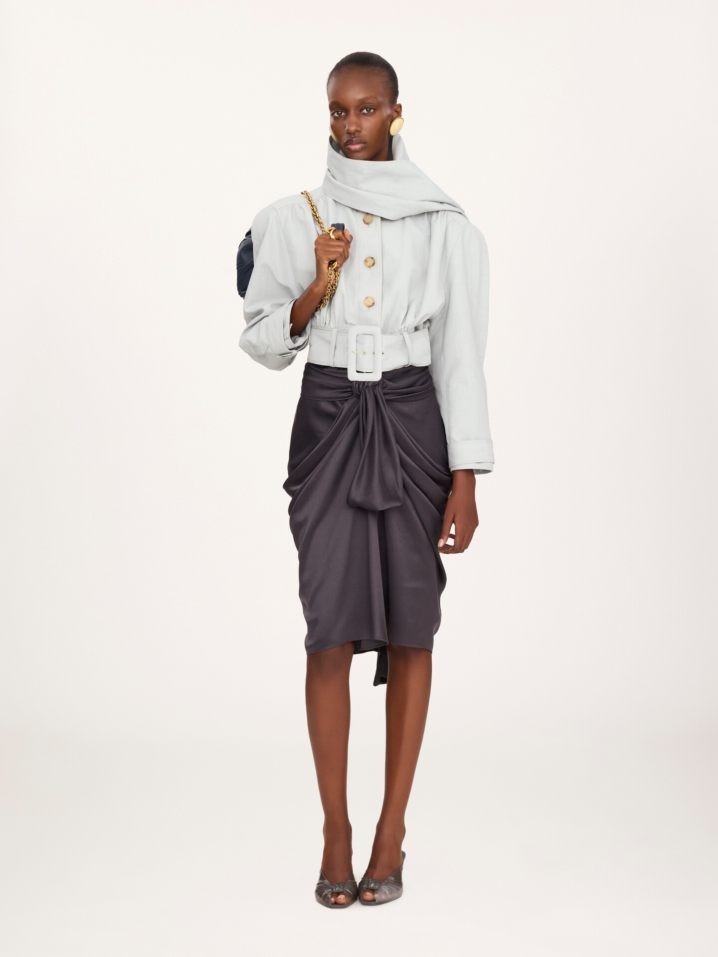 Cropped-Schaljacke aus Leinen-Baumwoll-Mix - 3