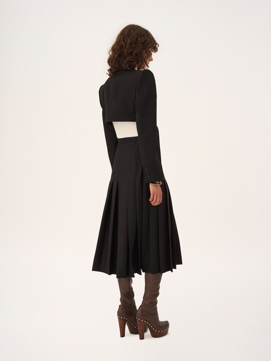 Cropped Spencer jacket in wool grain de poudre - 7