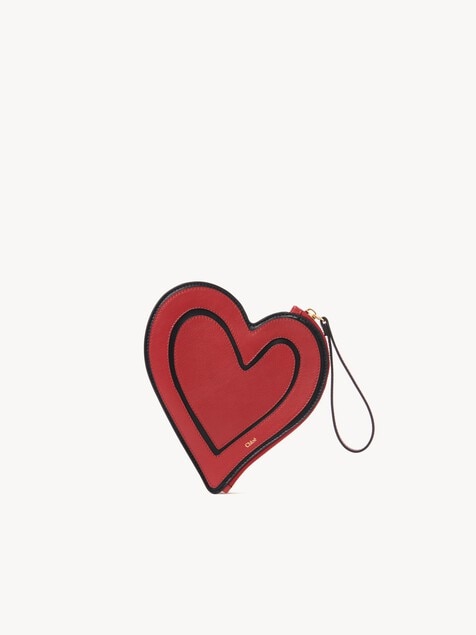 Chloé Symbols Heart flat pouch in grained leather