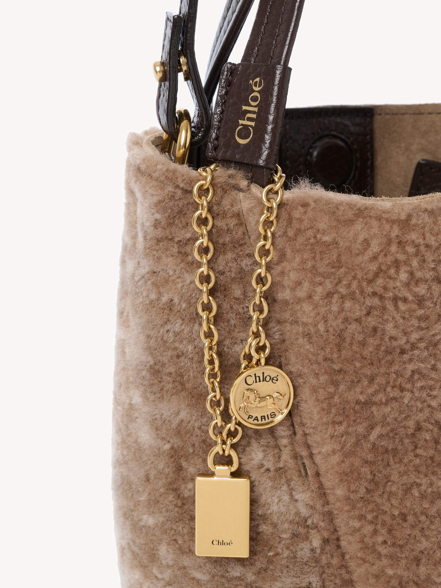Petit sac cabas Chlo&eacute; Spin en shearling  - 6