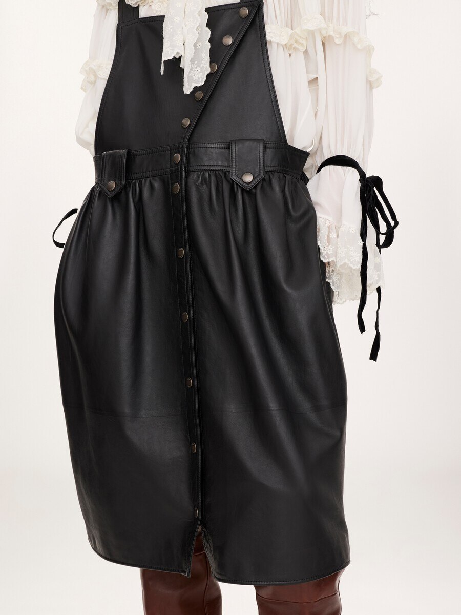 Apron midi dress in leather - 6