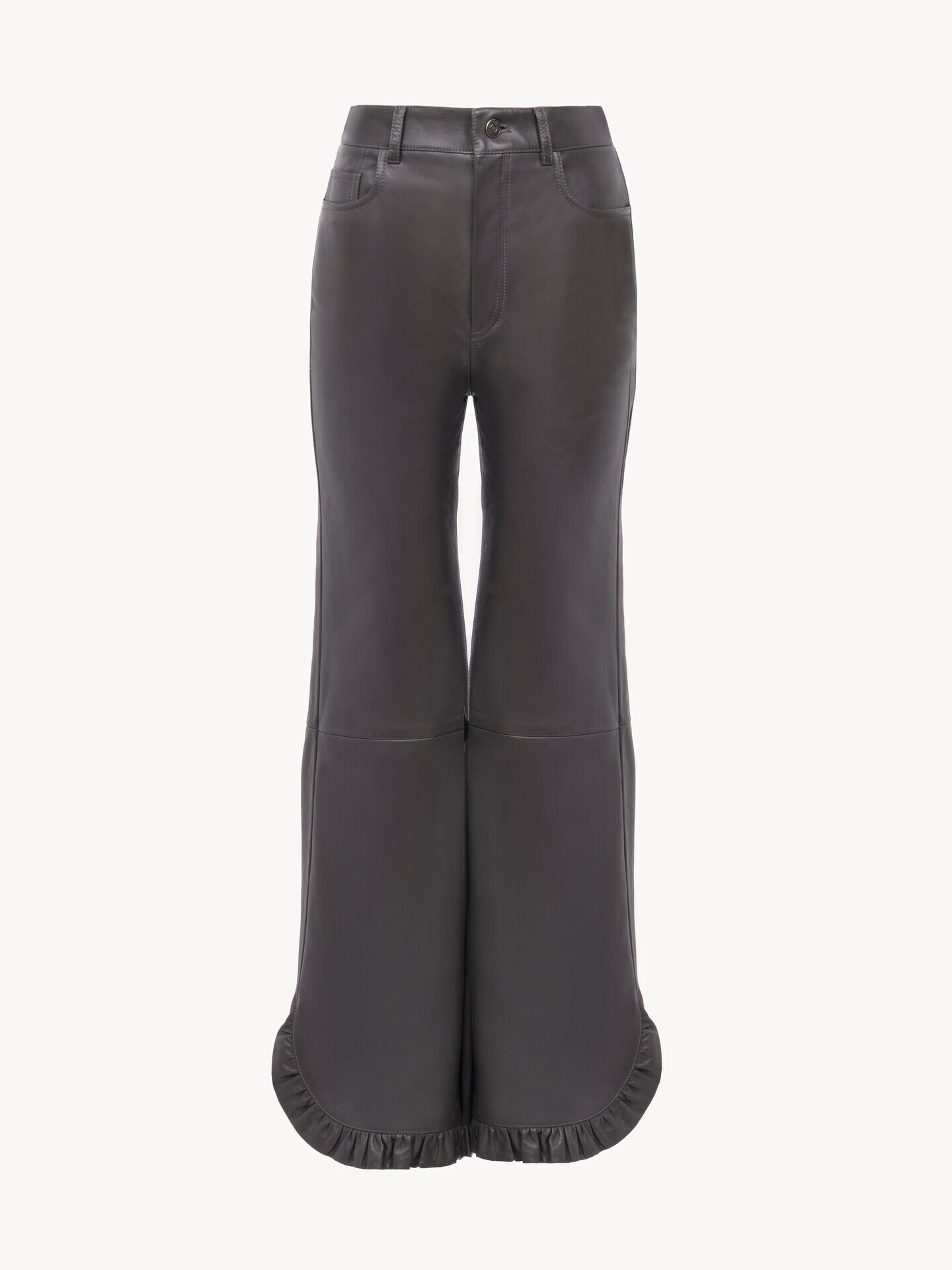 Ruffled flared pants in leather - 2