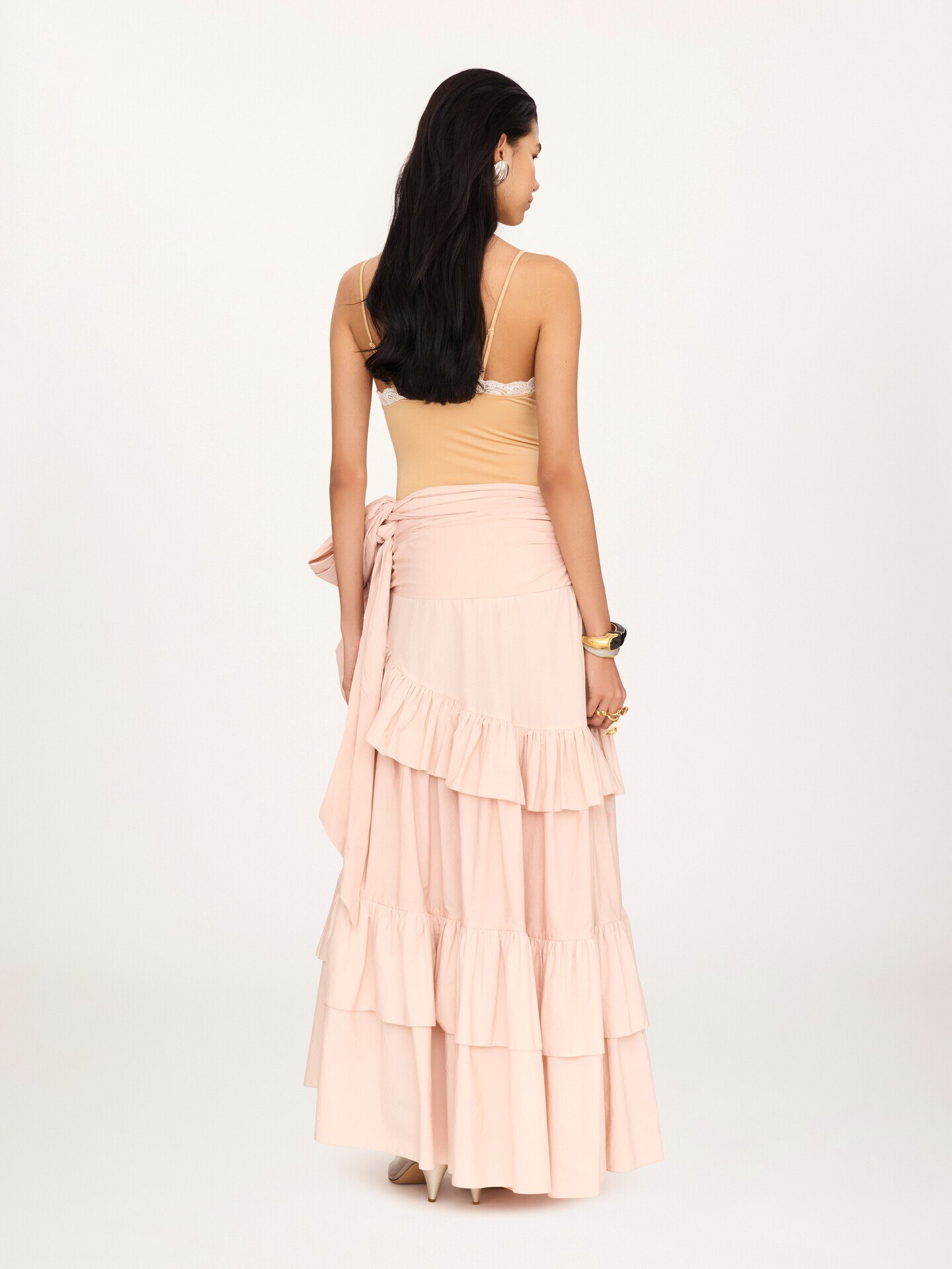Long ruffled skirt in cotton poplin - 4.0