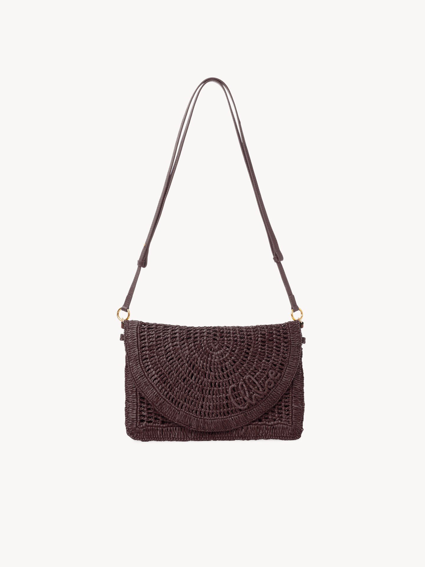 Summer Banana flat pouch with strap in raffia - 1