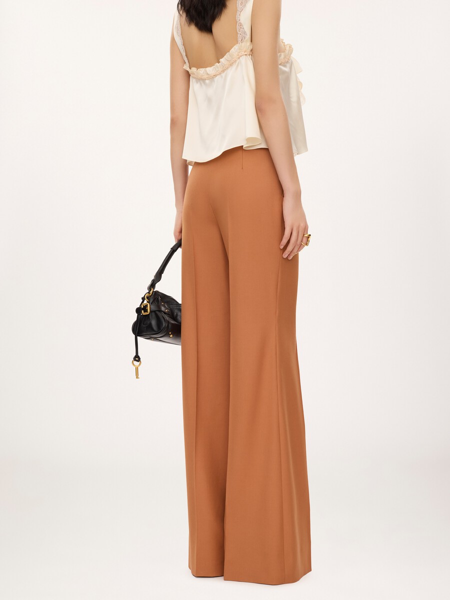 High-rise flared pants in wool gabardine - 5