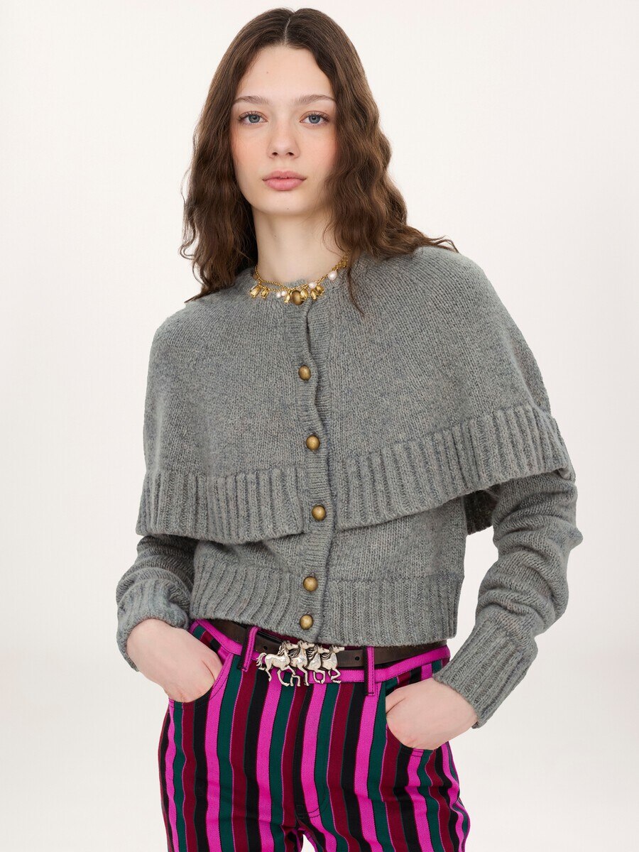 Cape cardigan in a wool & cashmere knit - 4