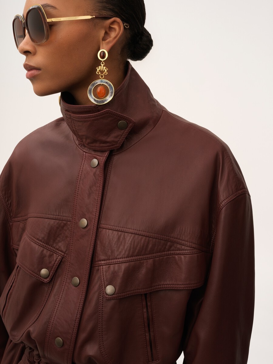 Hochgeschlossener Parka aus Leder - 6