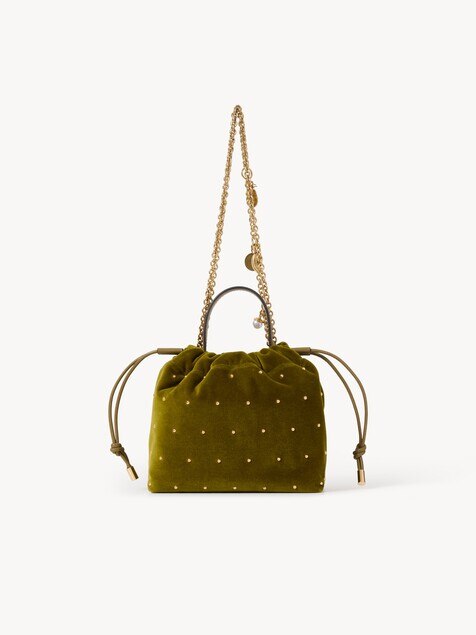 Mini Chlo&eacute; Icons shoulder bag with chain in velvet with studs