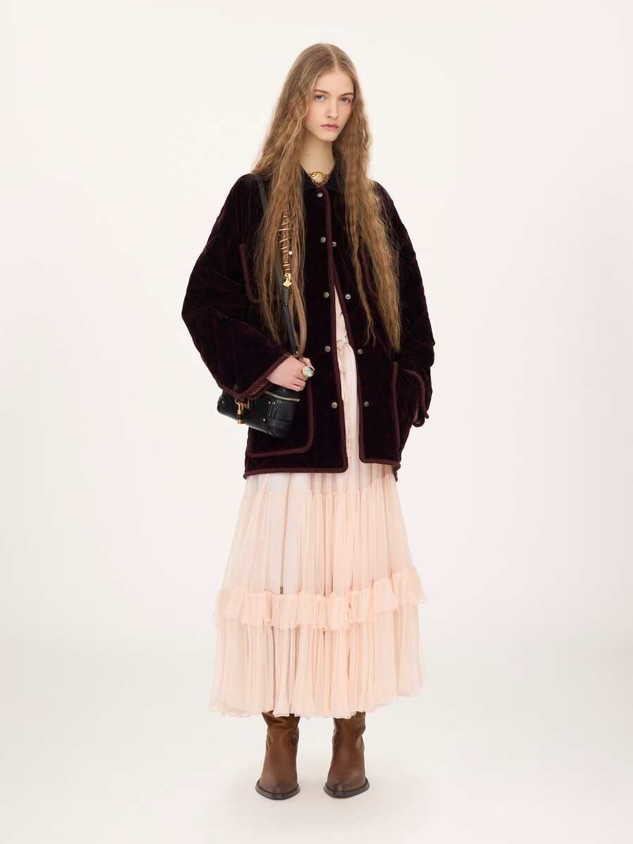 Padded short coat in check cotton - 1