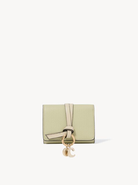 Mini Alphabet tri-fold in grained leather
