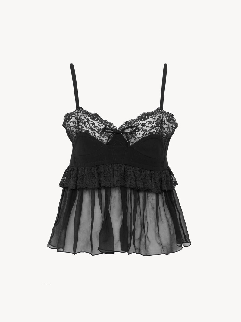 Thin-strap lingerie top in crêpe de chine by Chloé