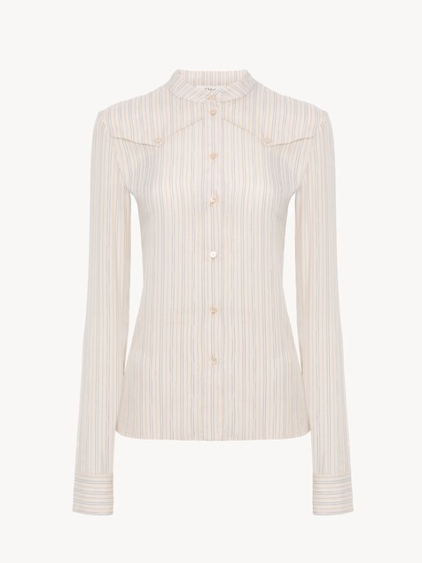 Fitted blouse in silk poplin