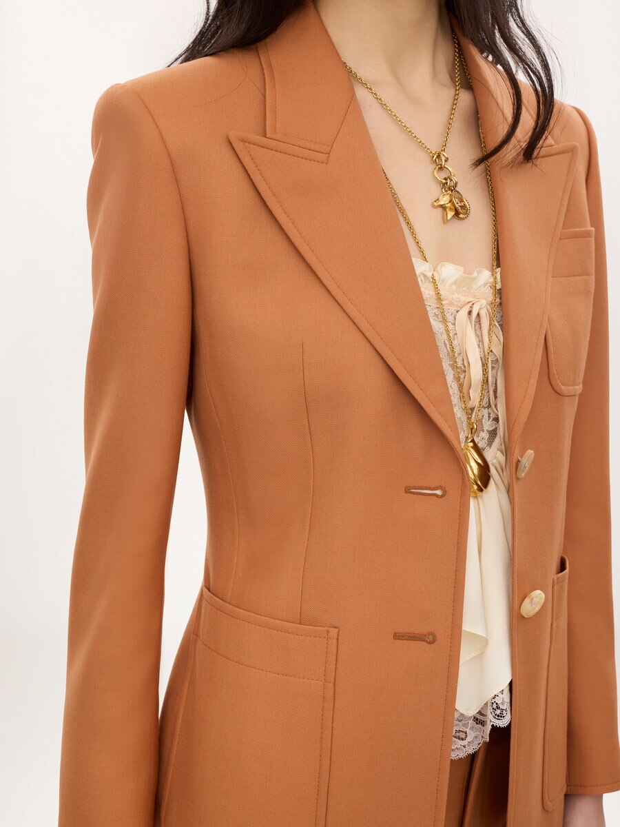 Single-breasted tailored jacket in wool gabardine - 7