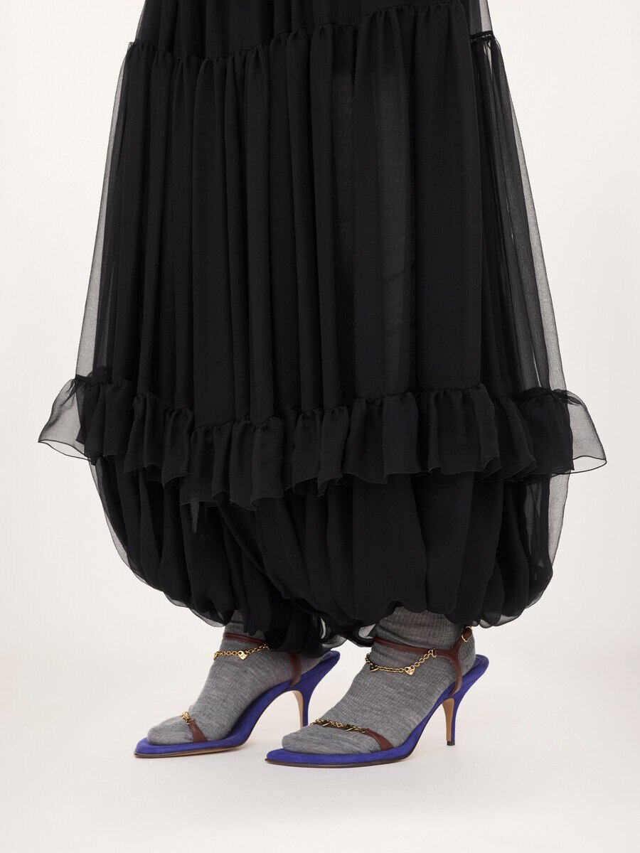 Fluid pleated trousers in silk mousseline - 7