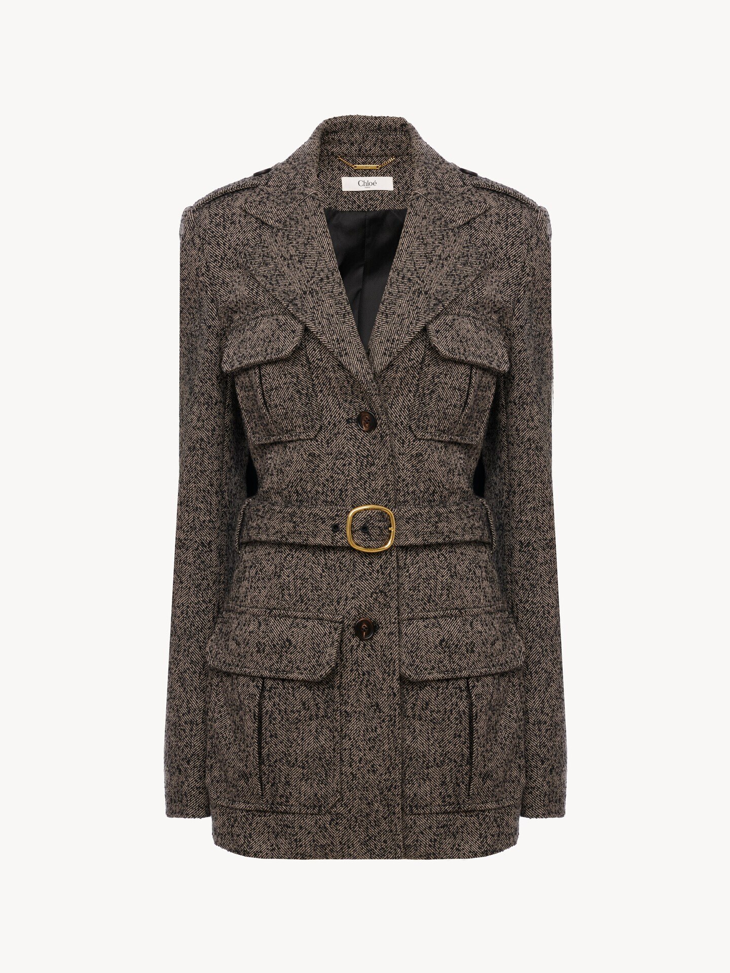 Utilitarian jacket in chevron wool - 2