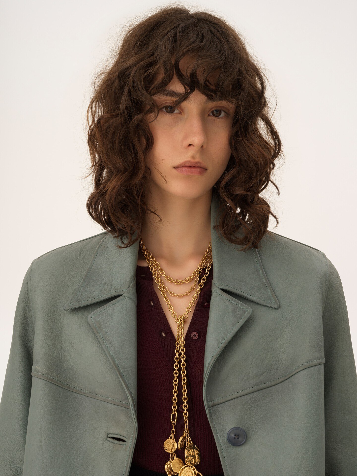 Veste longue droite en cuir - 7