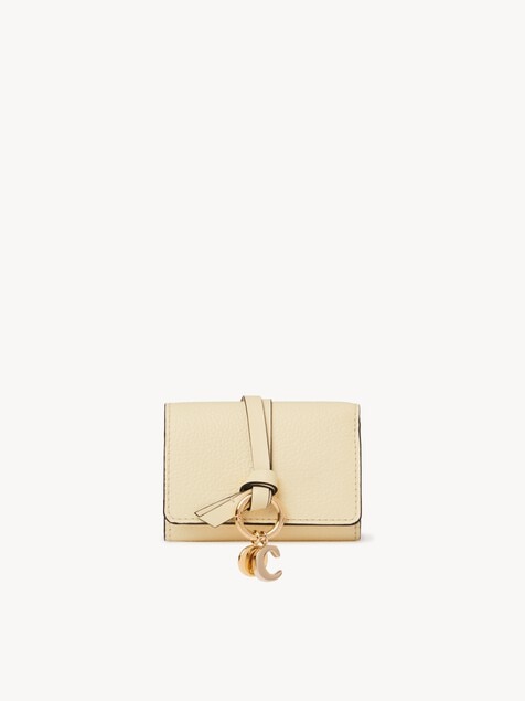 Mini Alphabet tri-fold in grained leather