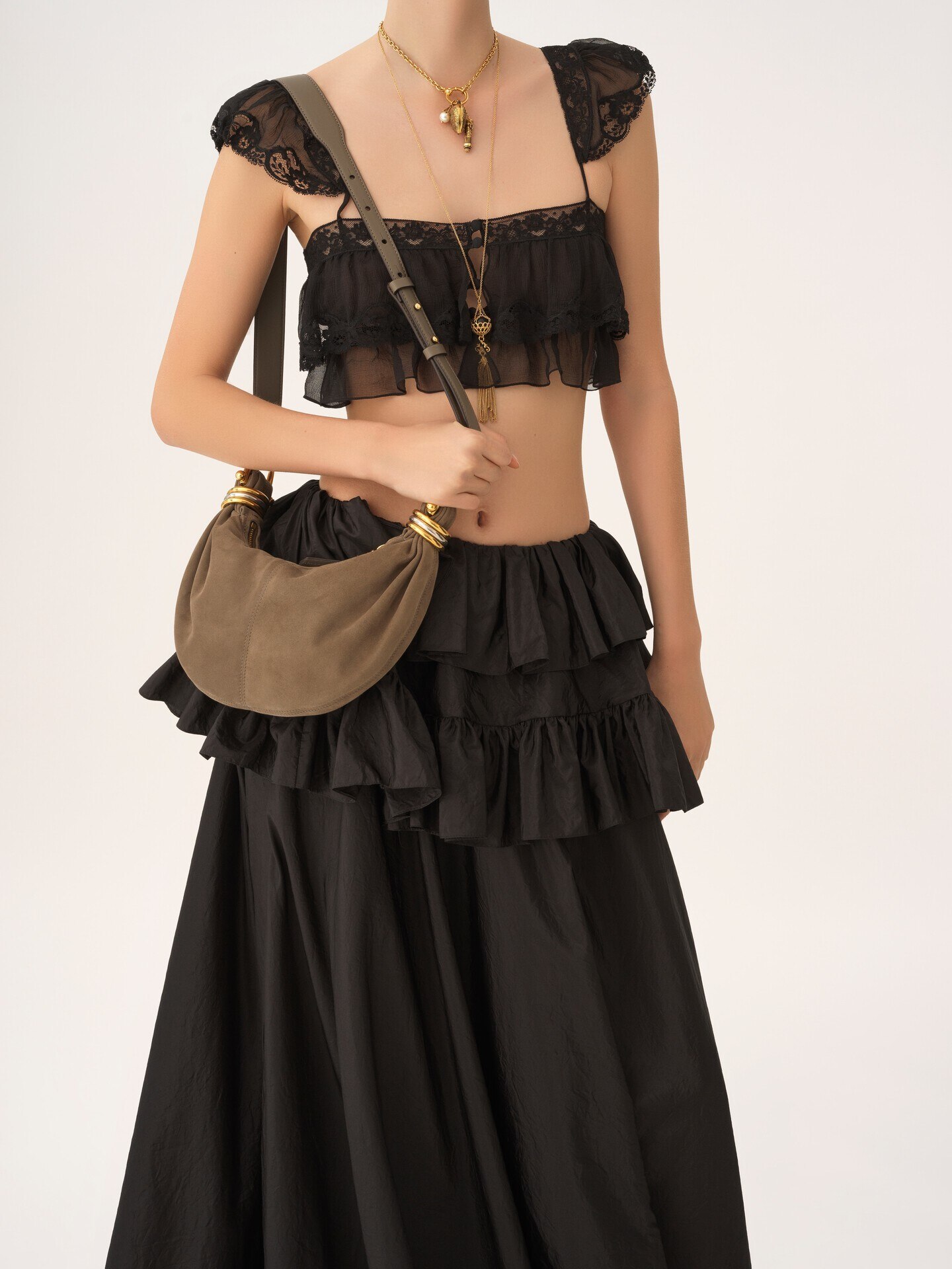 スエードレザー製ミニBracelet Hobo bag - 3