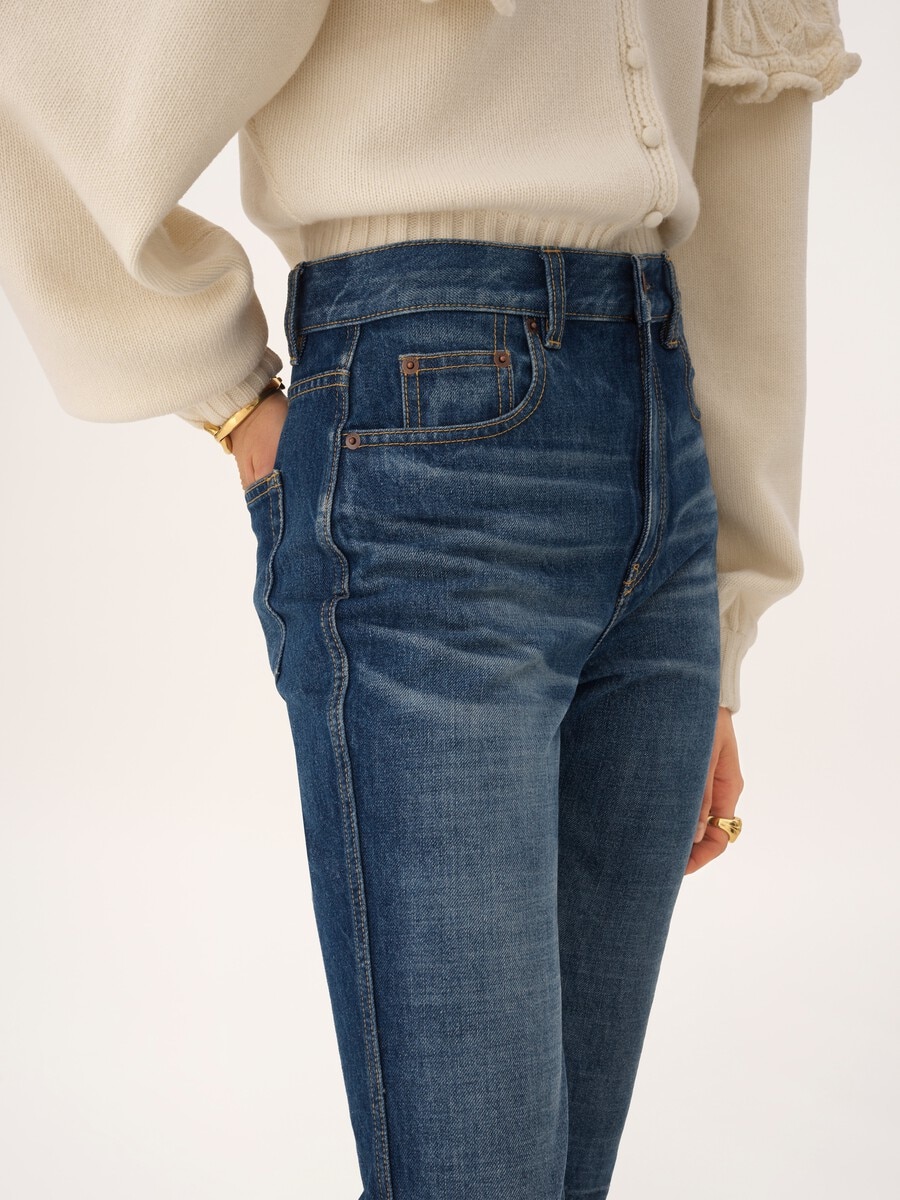 Jeans Capri a vita alta in denim - 6