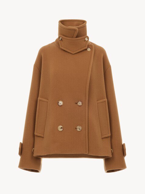 Oversized short coat in wool