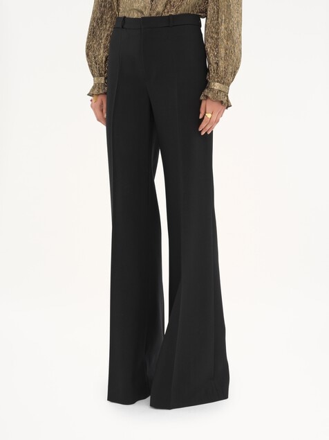 Flared tailored pants in wool grain de poudre