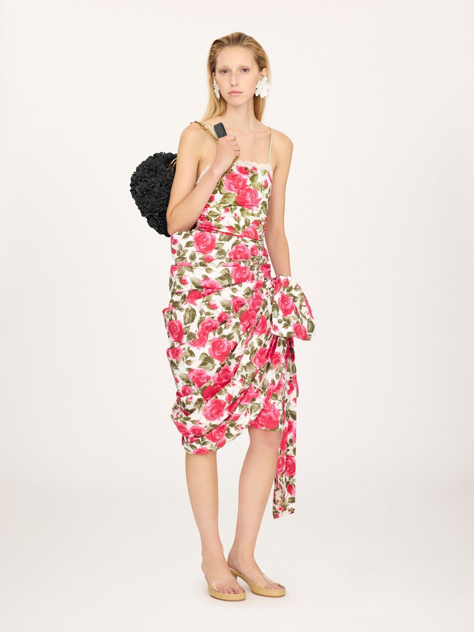 Chlo&eacute; Pliss&eacute; shoulder bag with chain in leather flowers