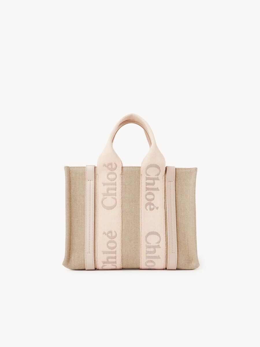 Small Woody tote bag in linen - 4